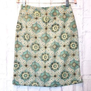 CHELSEA STUDIO Linen-Blend Kaleidoscope Print Skirt